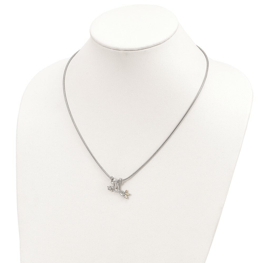 Sterling Silver & 12K Gold Frog Slide Necklace