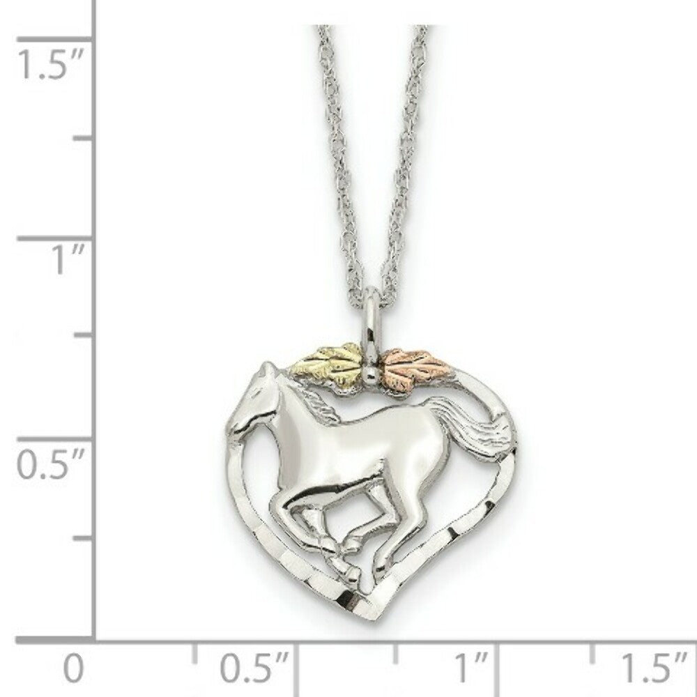 Sterling Silver & 12K Gold Horse In Heart Necklace