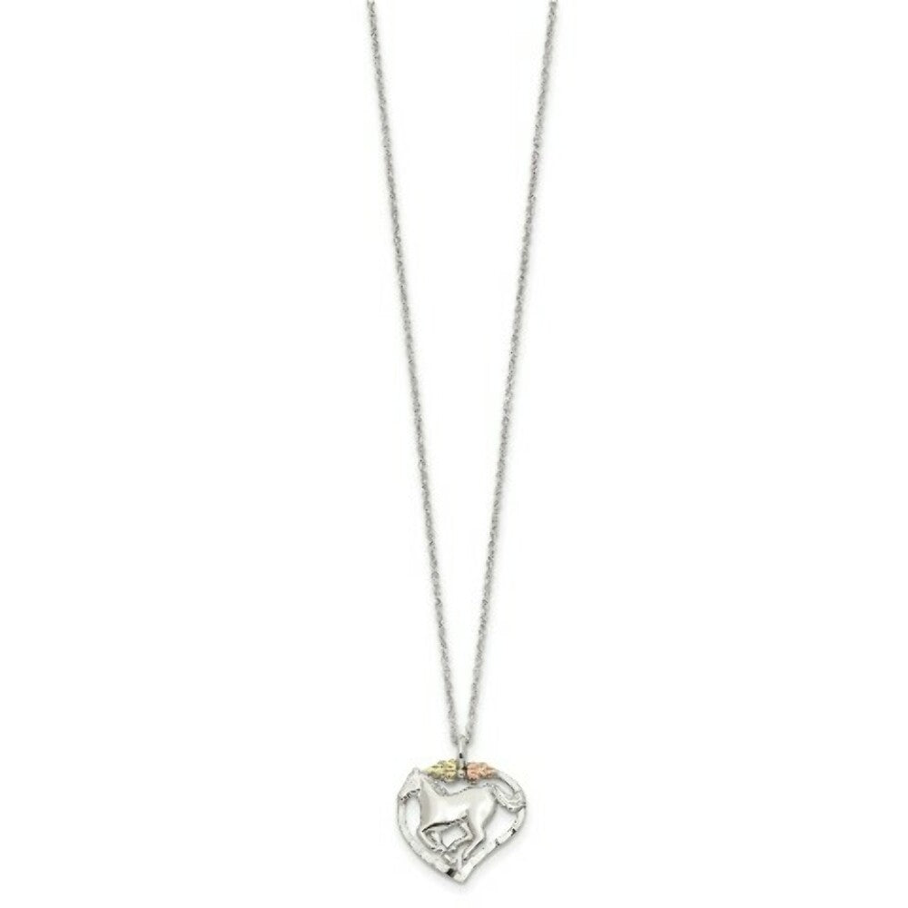 Sterling Silver & 12K Gold Horse In Heart Necklace