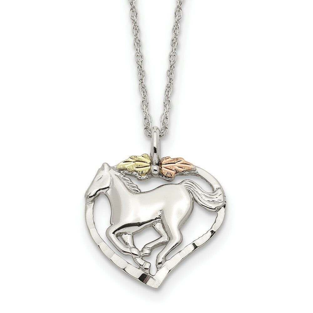 Sterling Silver & 12K Gold Horse In Heart Necklace