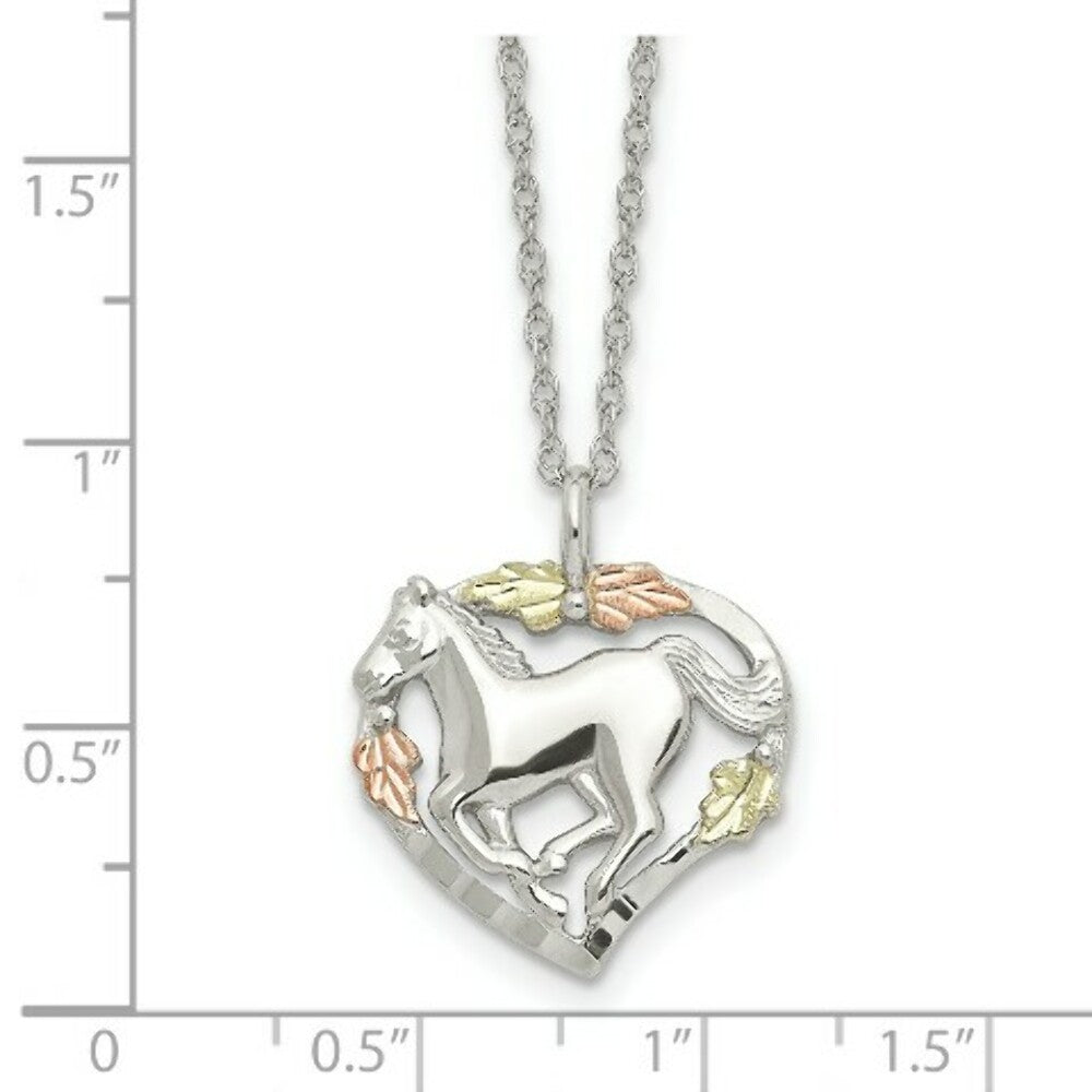Sterling Silver & 12K Gold Horse In Heart Necklace