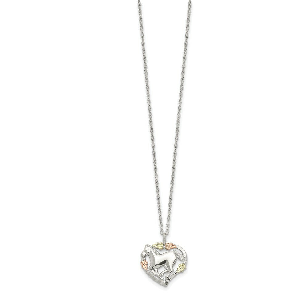 Sterling Silver & 12K Gold Horse In Heart Necklace