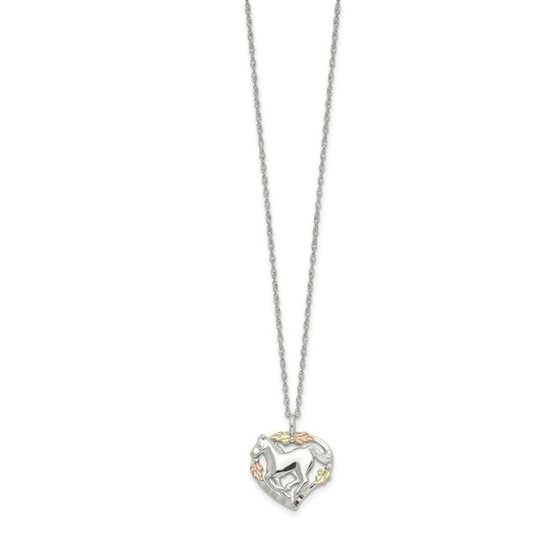 Sterling Silver & 12K Gold Horse In Heart Necklace