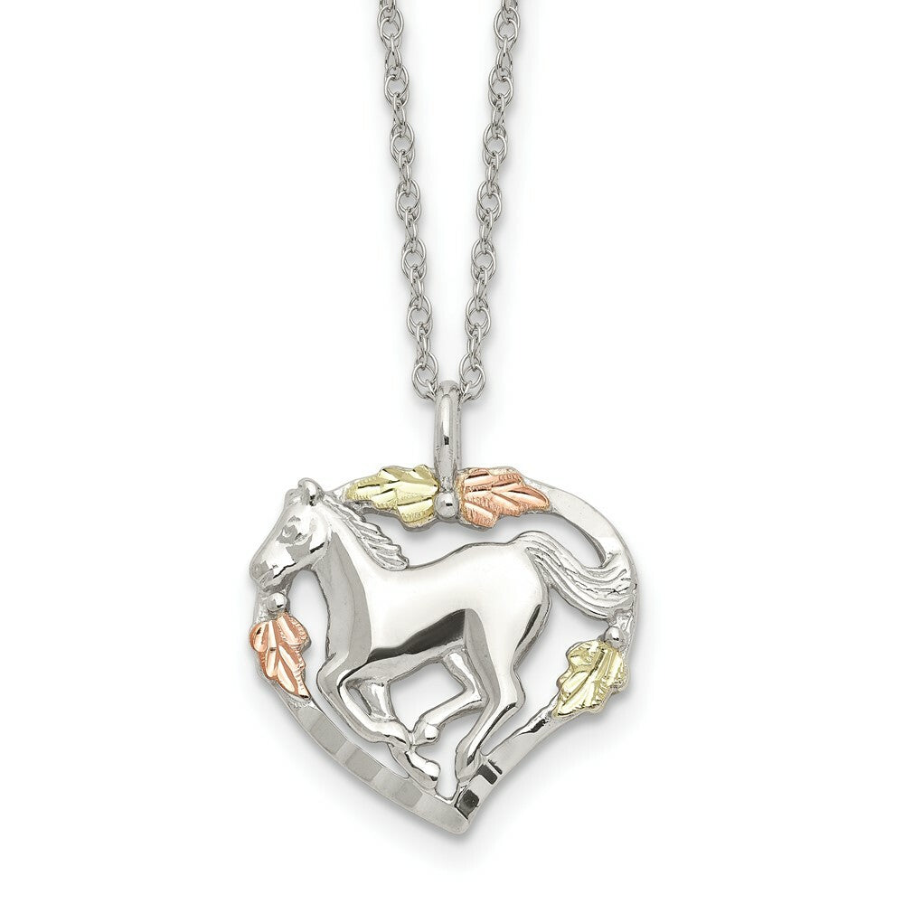Sterling Silver & 12K Gold Horse In Heart Necklace