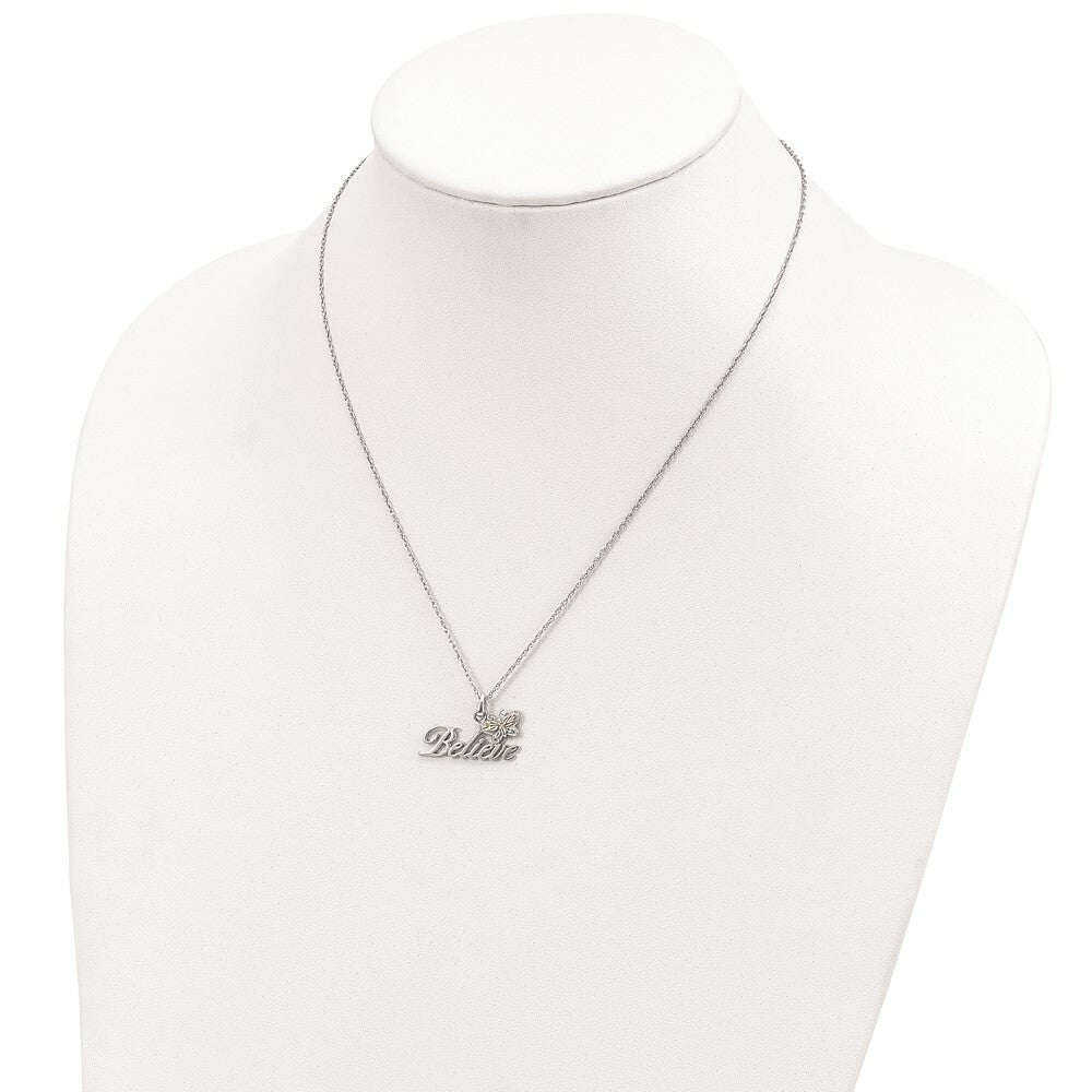 Sterling Silver & 12K Gold Butterfly Believe Necklace