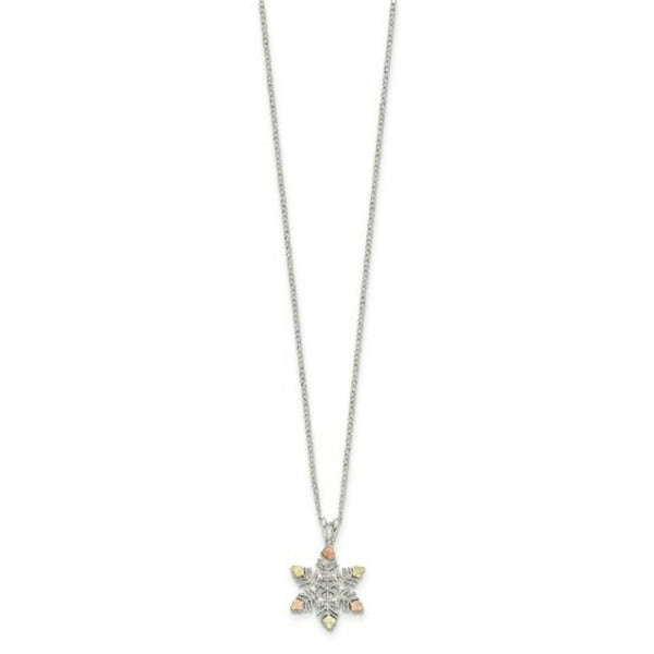 Sterling Silver & 12K Gold Snowflake Necklace
