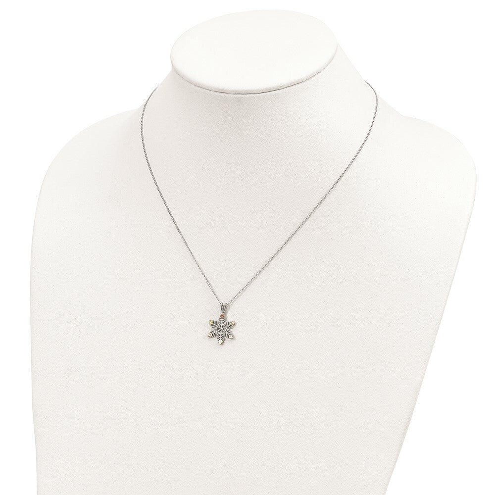 Sterling Silver & 12K Gold Snowflake Necklace