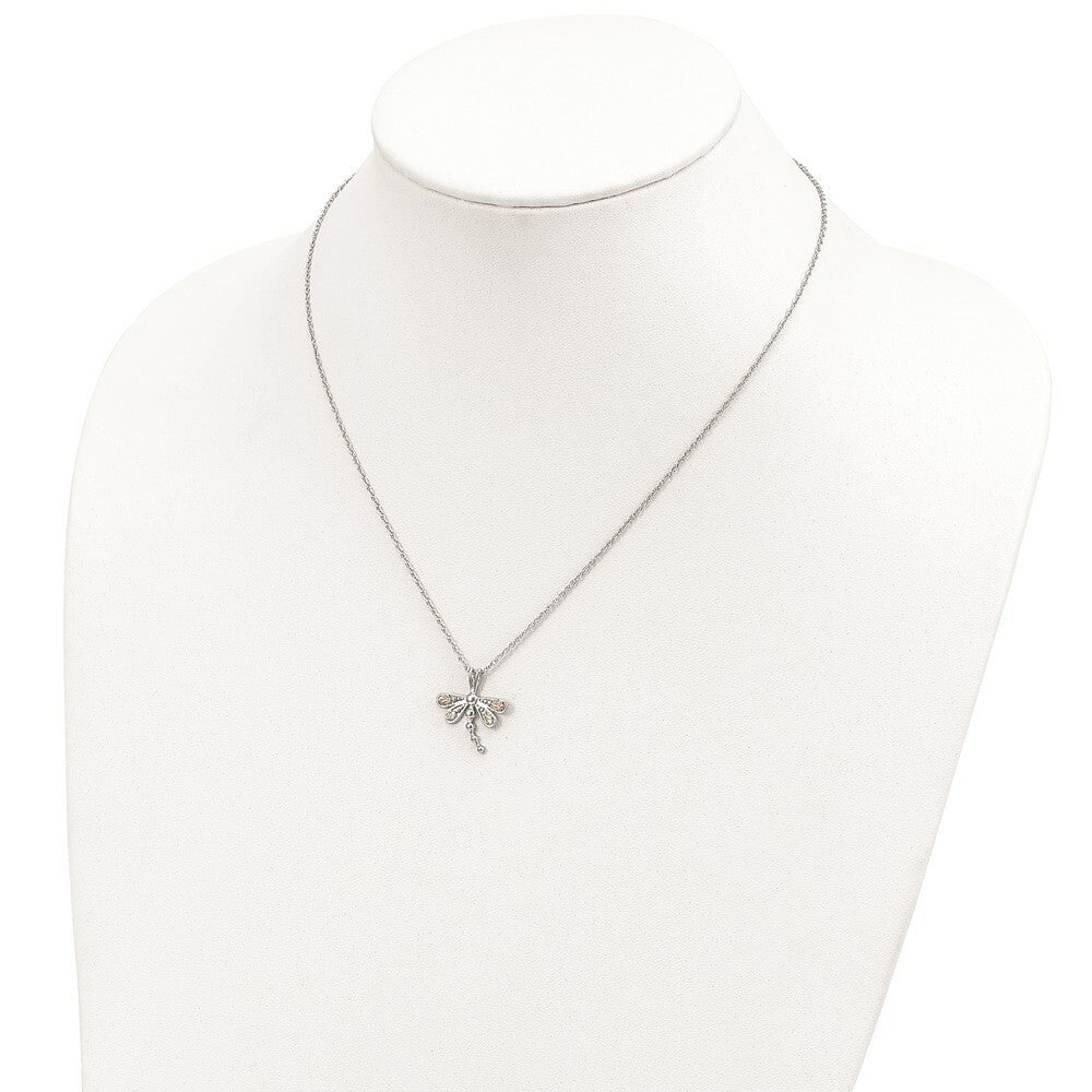 Sterling Silver & 12K Gold Dragonfly Necklace