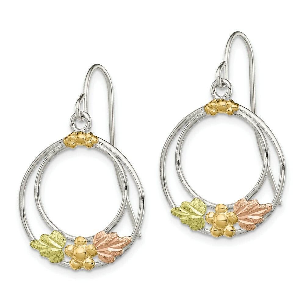 Sterling Silver & 12K Gold Circle Shepherd Hook Earrings