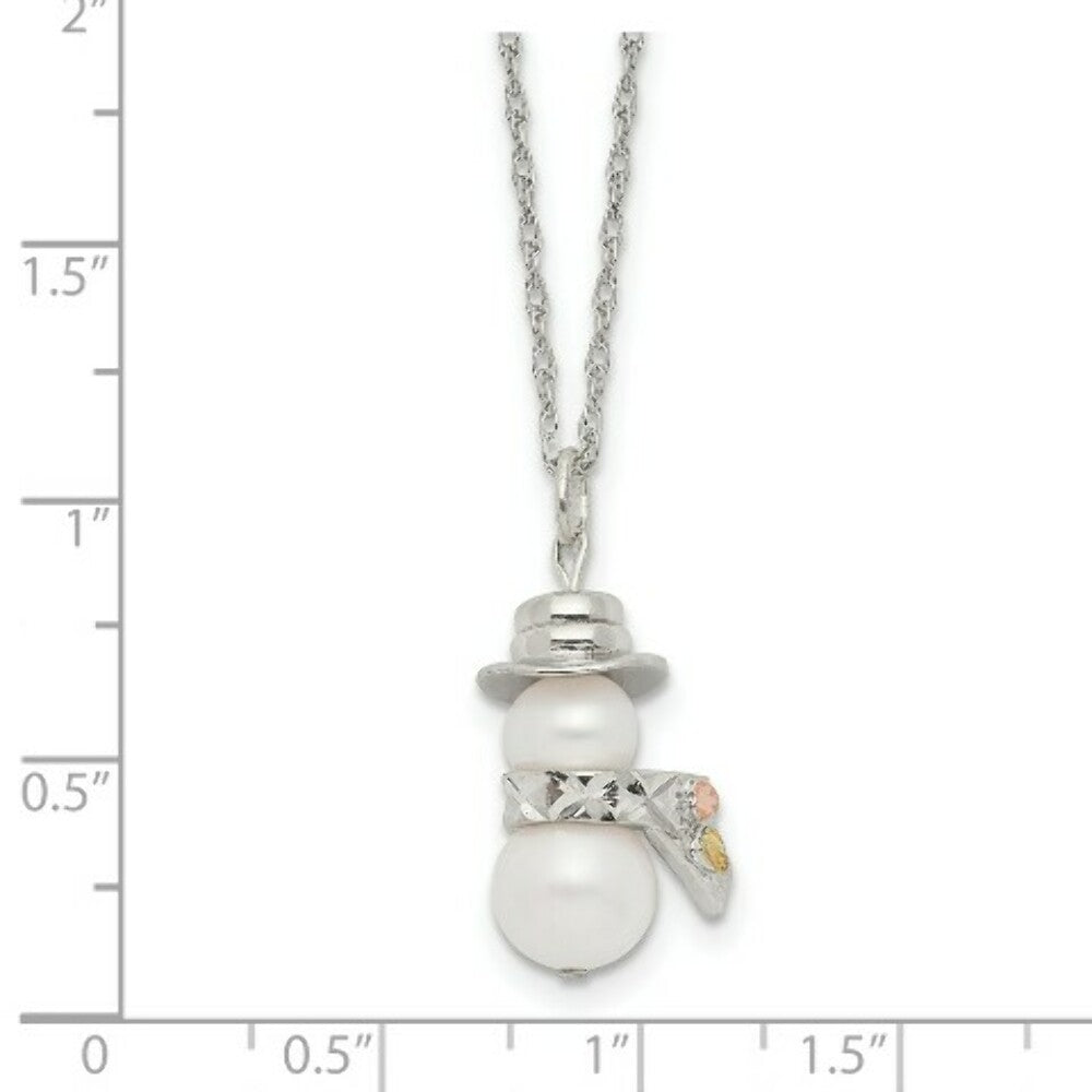 Sterling Silver & 12K Gold Snowman Simulated Pearl Necklace