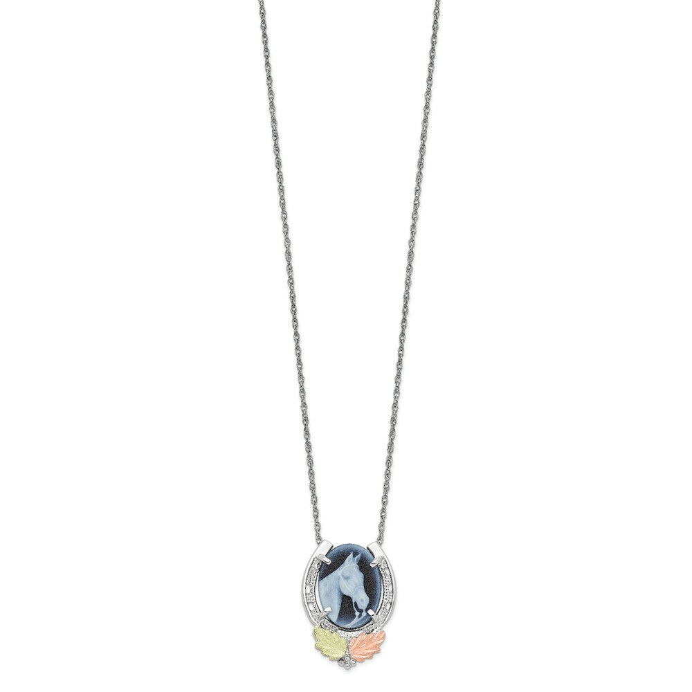 Sterling Silver & 12K Gold Horse Cameo Necklace