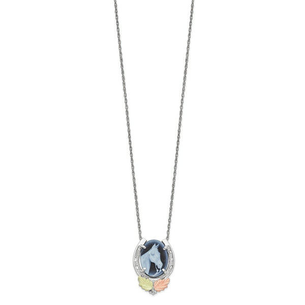 Sterling Silver & 12K Gold Horse Cameo Necklace