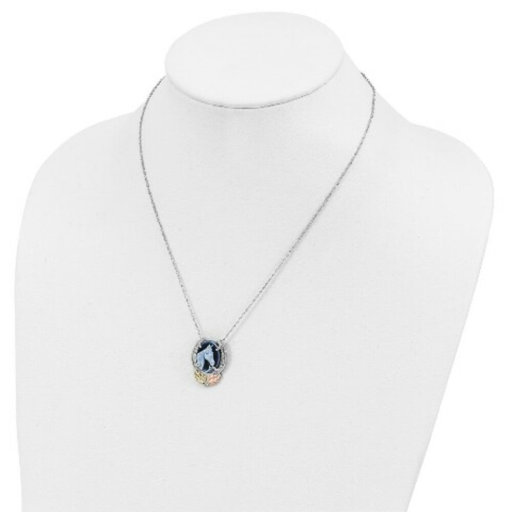 Sterling Silver & 12K Gold Horse Cameo Necklace