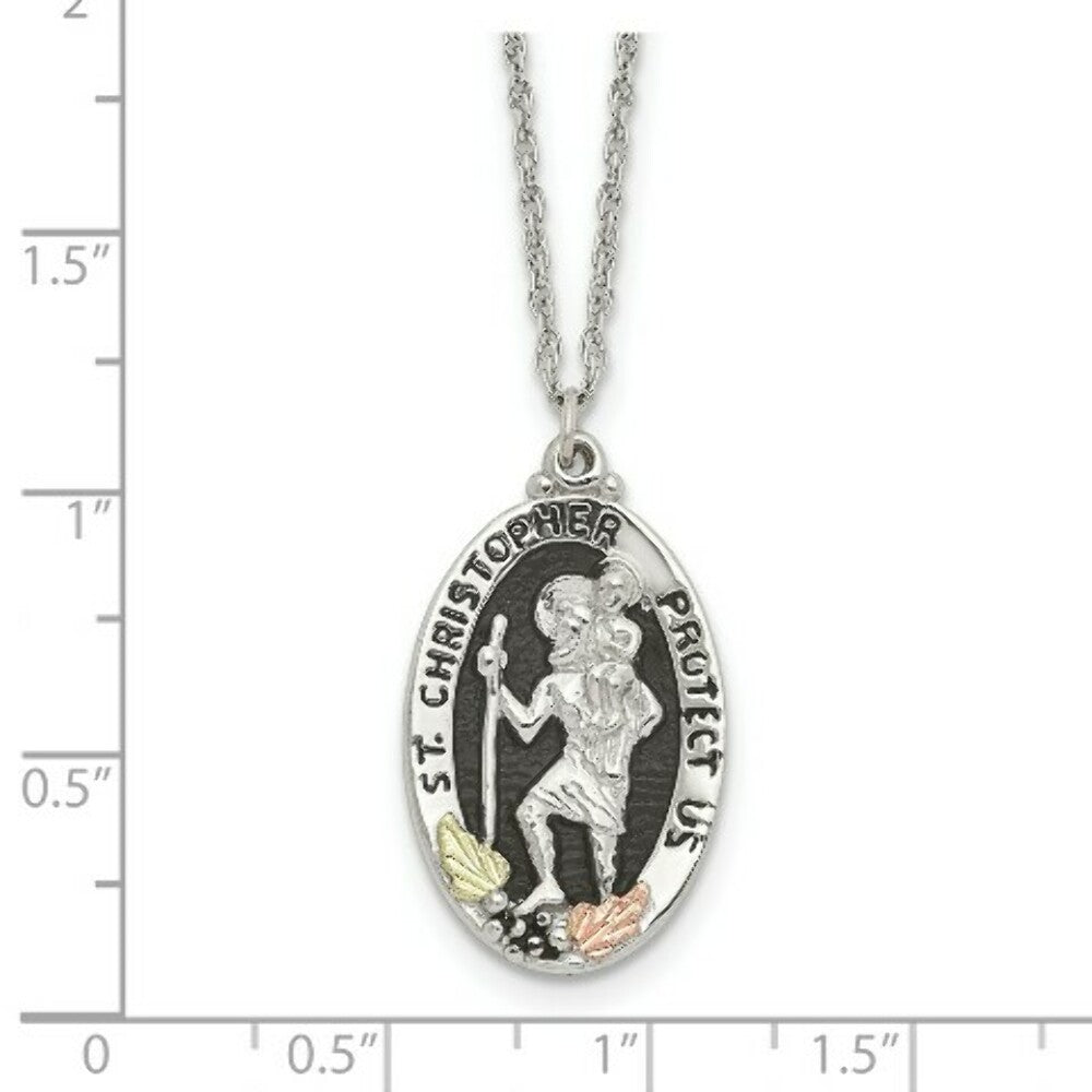 Sterling Silver & 12K Gold Accents Antiqued St. Christopher Necklace