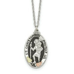 Load image into Gallery viewer, Sterling Silver &amp; 12K Gold Accents Antiqued St. Christopher Necklace
