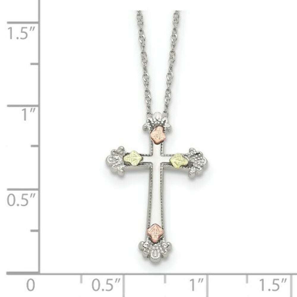 Sterling Silver & 12K Gold Accents Cross Necklace