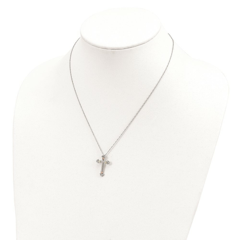Sterling Silver & 12K Gold Accents Cross Necklace
