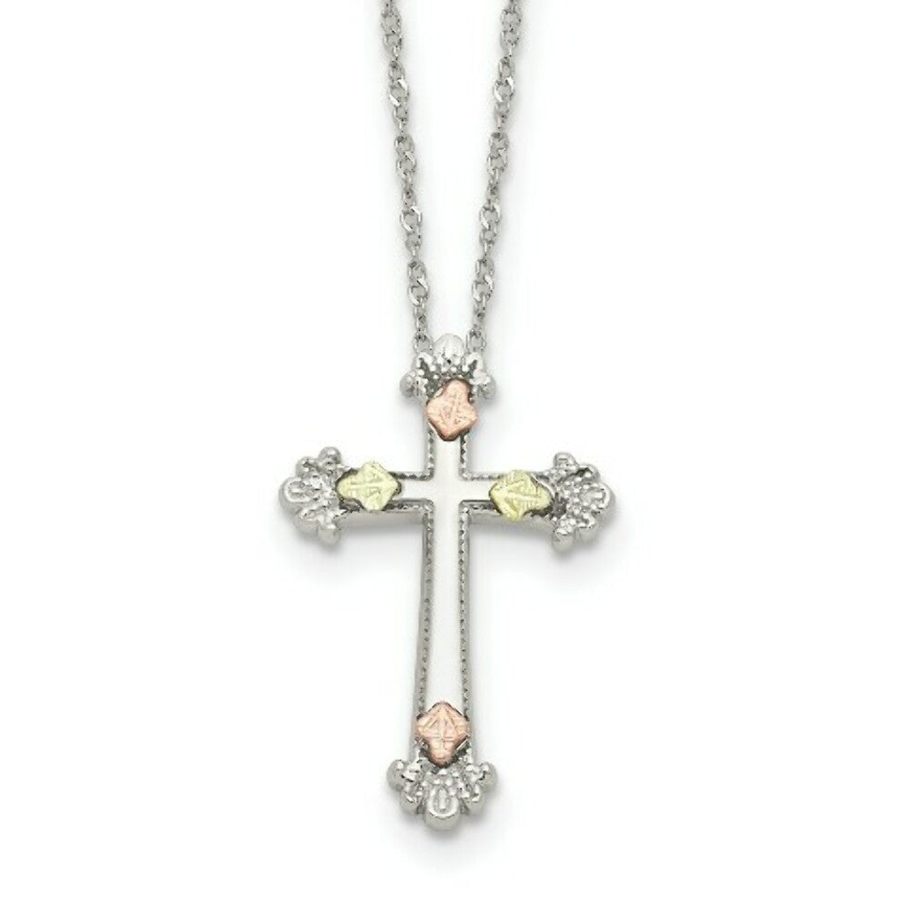 Sterling Silver & 12K Gold Accents Cross Necklace