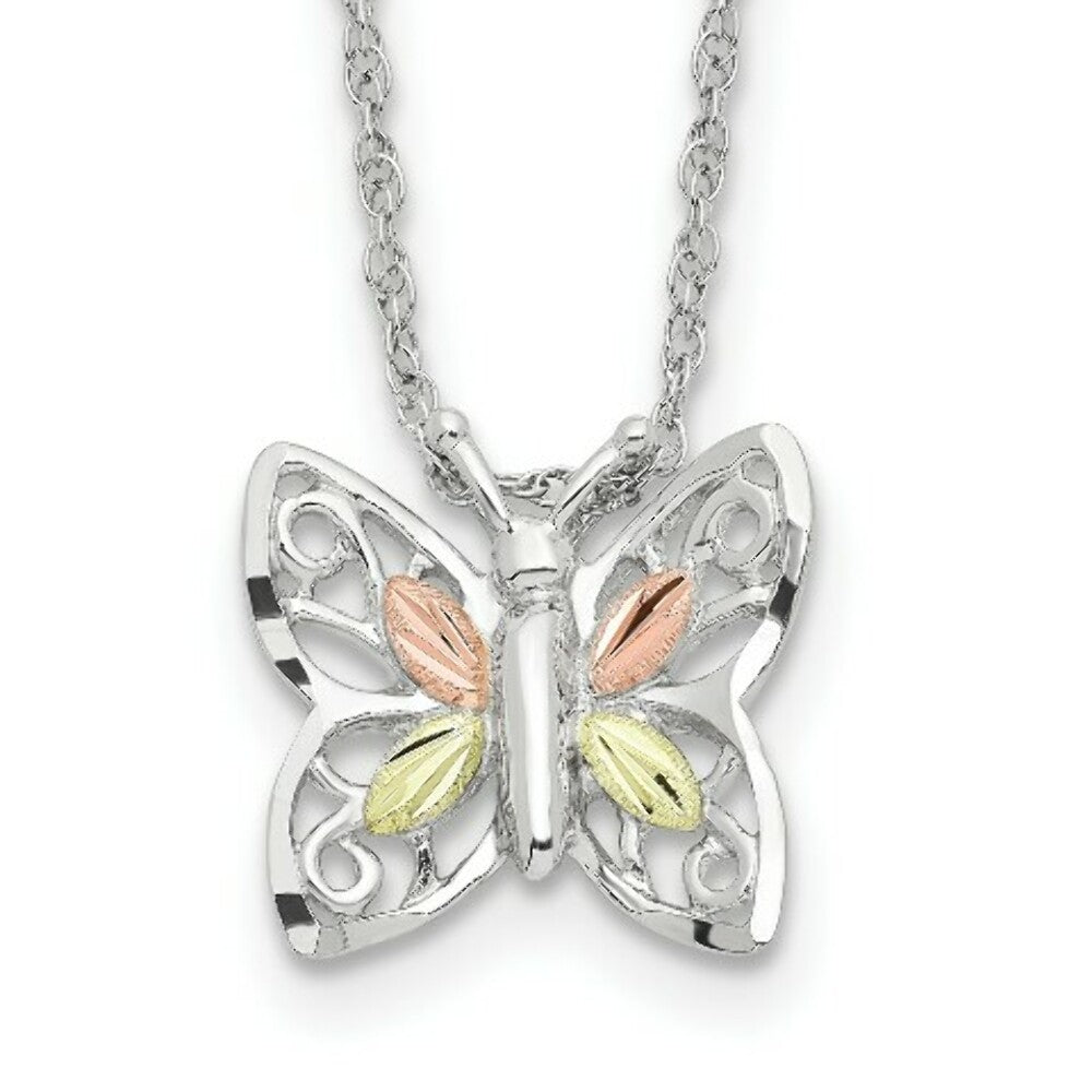Sterling Silver & 12K Gold Butterfly Necklace