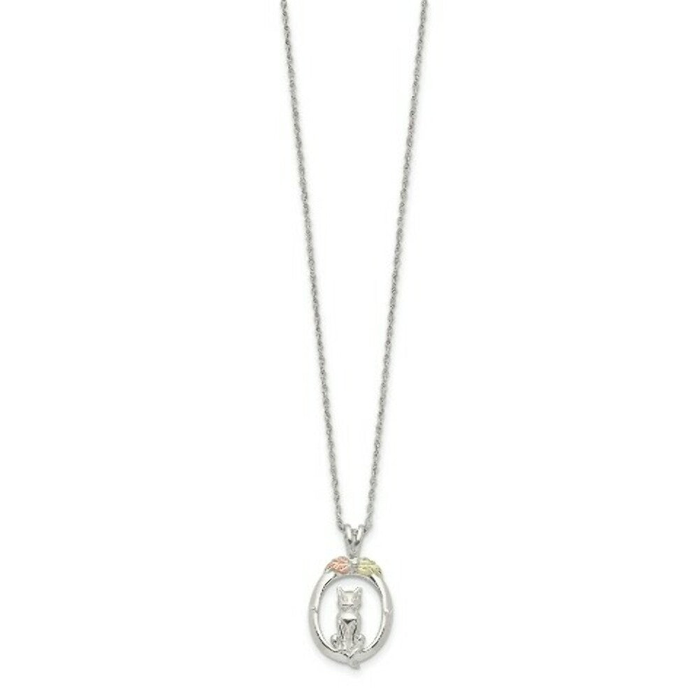 Sterling Silver & 12K Gold Accents Cat Necklace