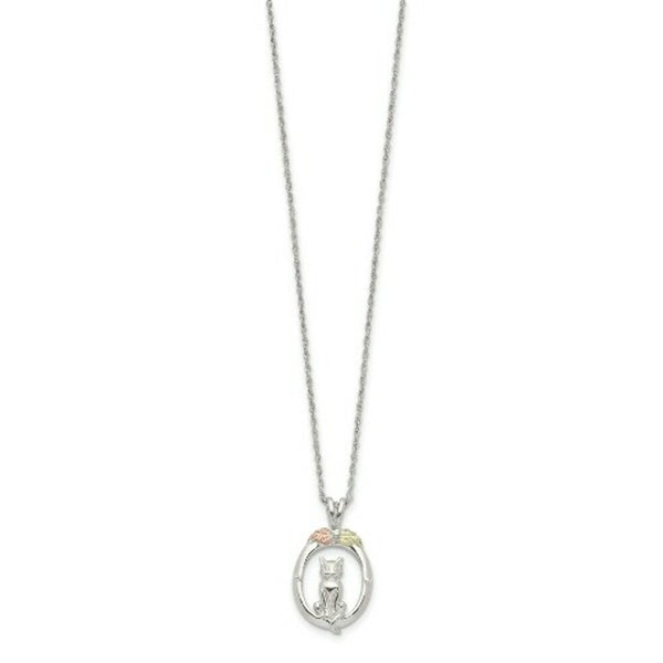 Sterling Silver & 12K Gold Accents Cat Necklace
