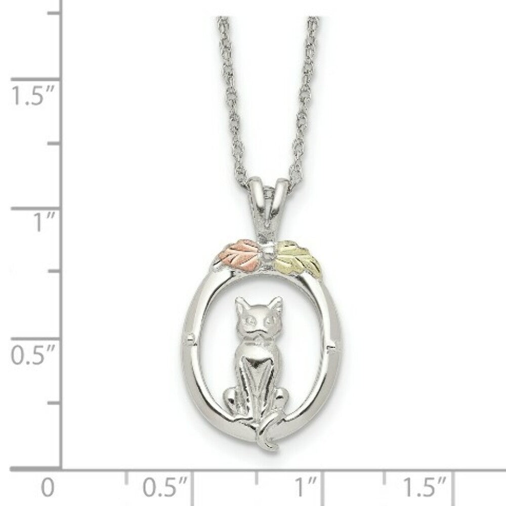 Sterling Silver & 12K Gold Accents Cat Necklace