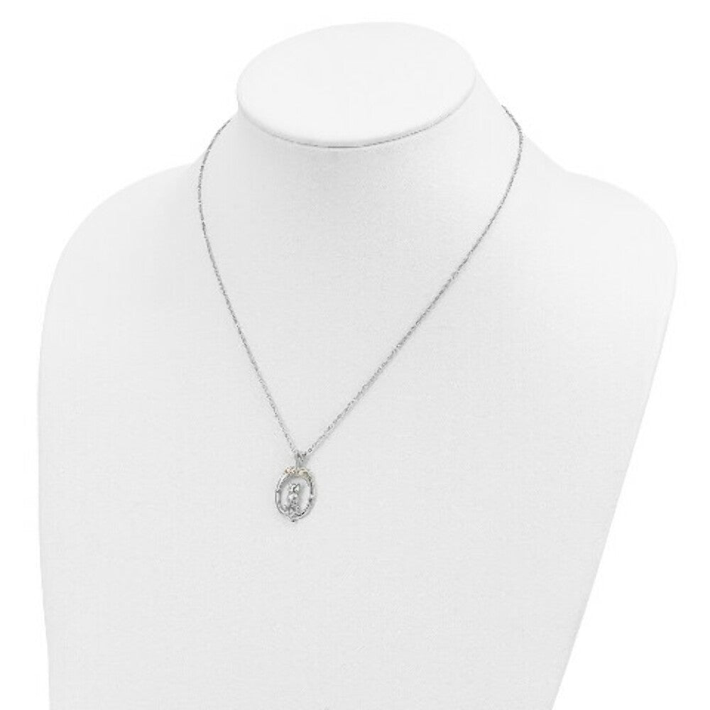 Sterling Silver & 12K Gold Accents Cat Necklace