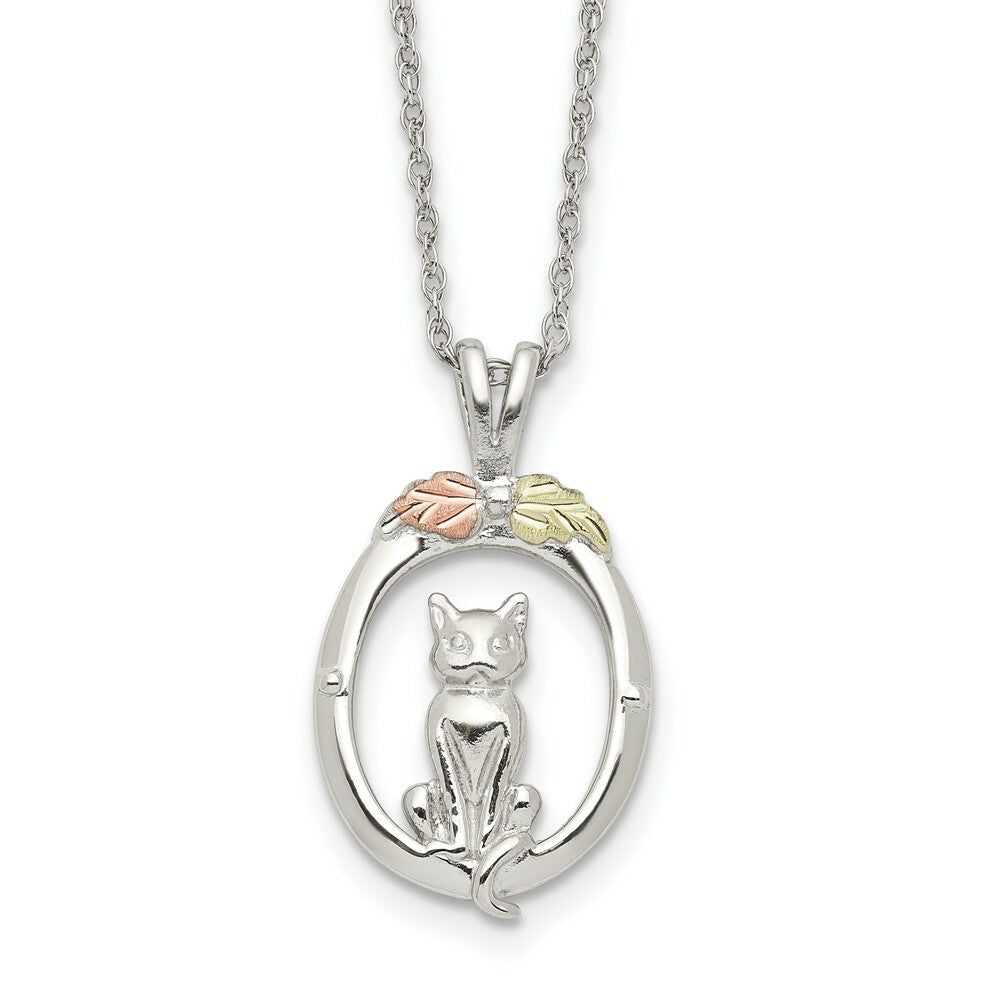 Sterling Silver & 12K Gold Accents Cat Necklace