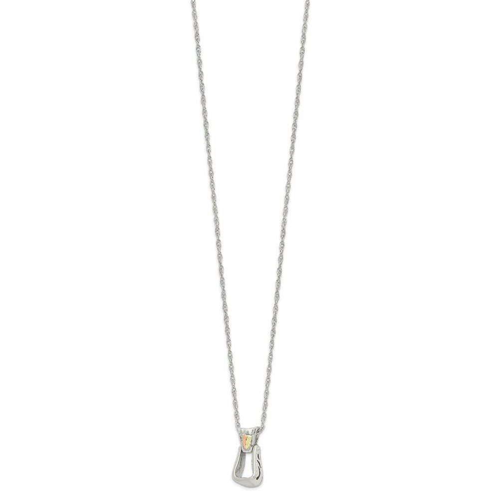 Sterling Silver & 12K Gold Accents Antiqued Stirrup Necklace
