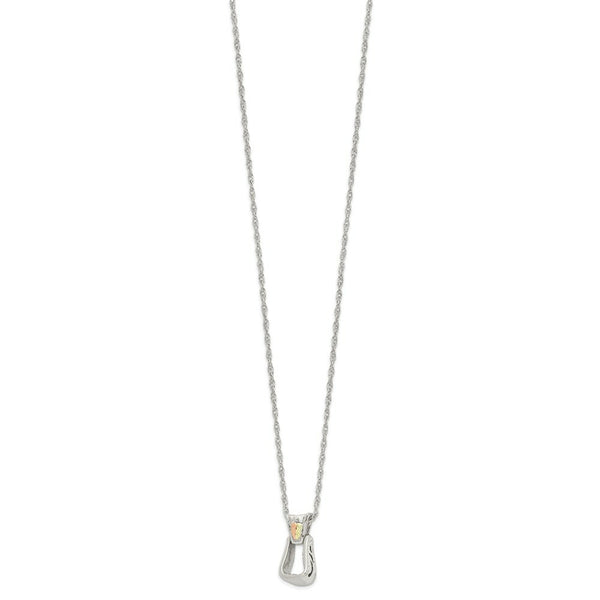 Sterling Silver & 12K Gold Accents Antiqued Stirrup Necklace