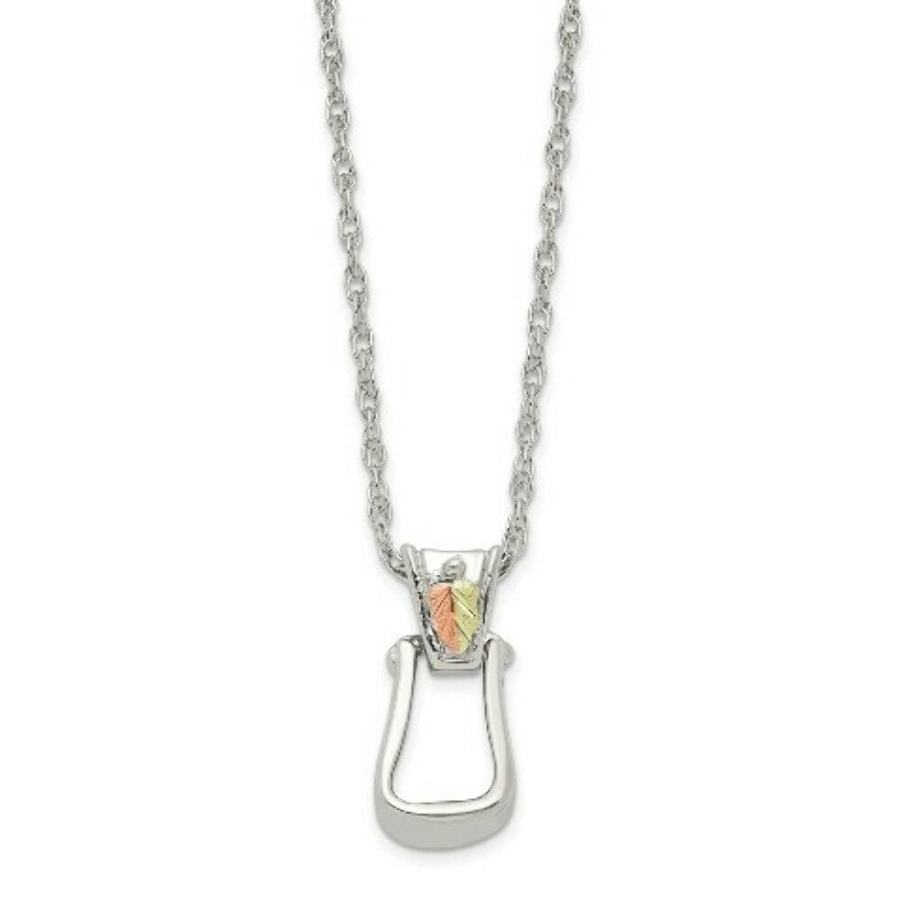 Sterling Silver & 12K Gold Accents Antiqued Stirrup Necklace