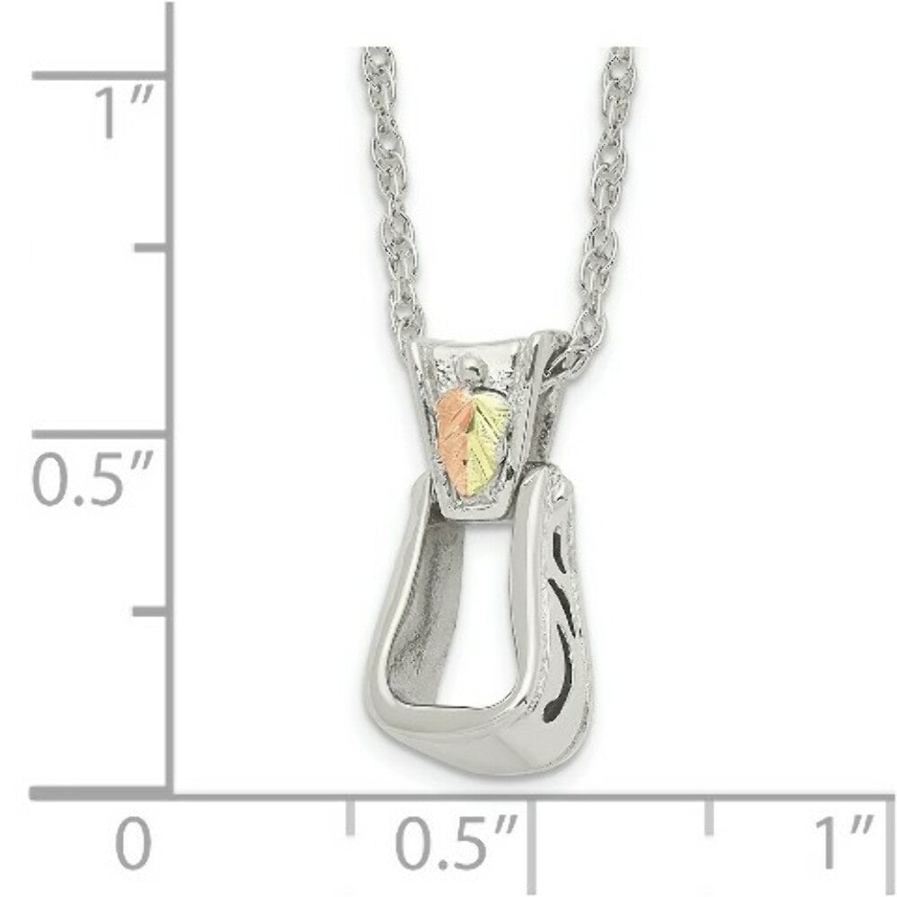 Sterling Silver & 12K Gold Accents Antiqued Stirrup Necklace