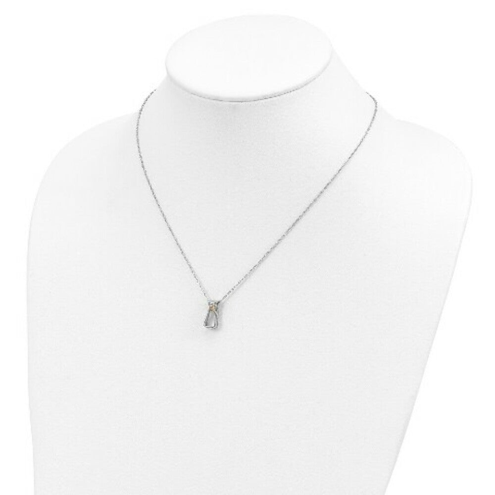Sterling Silver & 12K Gold Accents Antiqued Stirrup Necklace