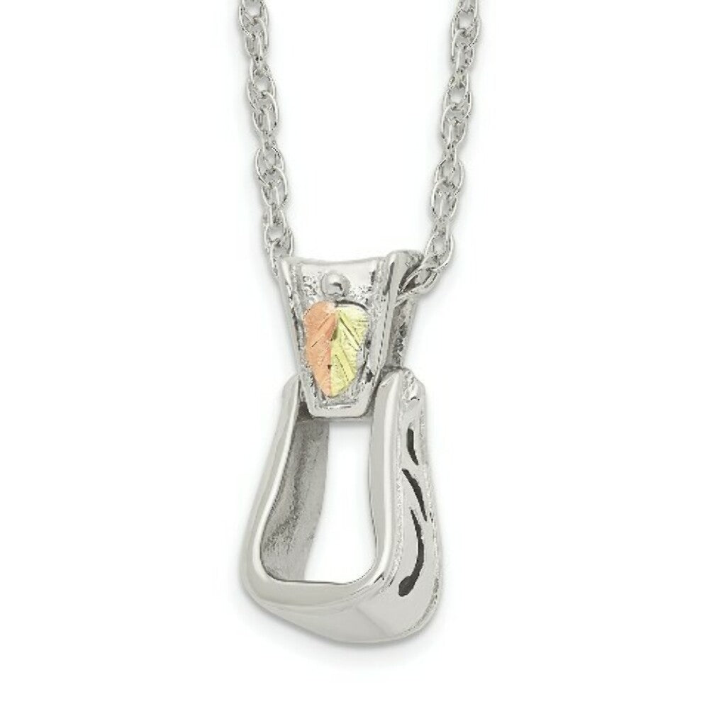 Sterling Silver & 12K Gold Accents Antiqued Stirrup Necklace