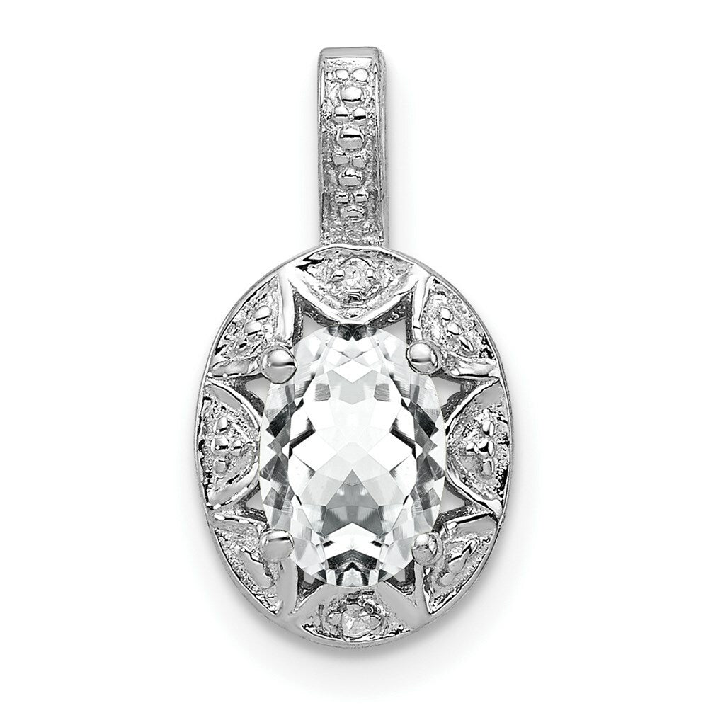Sterling Silver Diamond and White Topaz Pendant