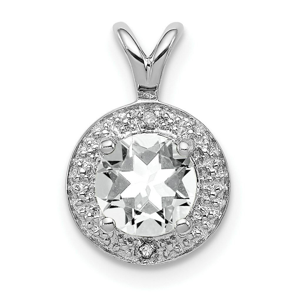 Sterling Silver Diamond and White Topaz Pendant