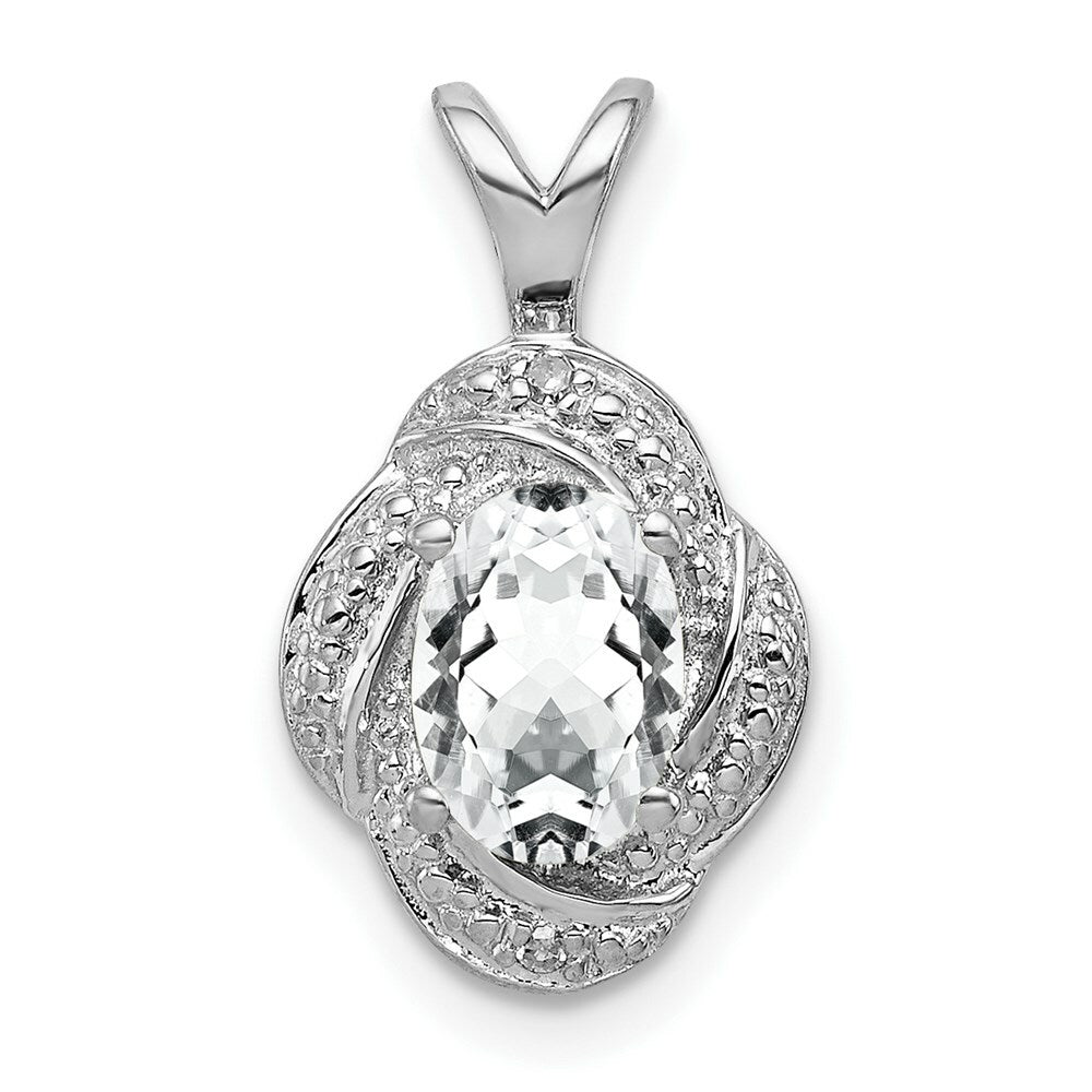 Sterling Silver Diamond and White Topaz Pendant