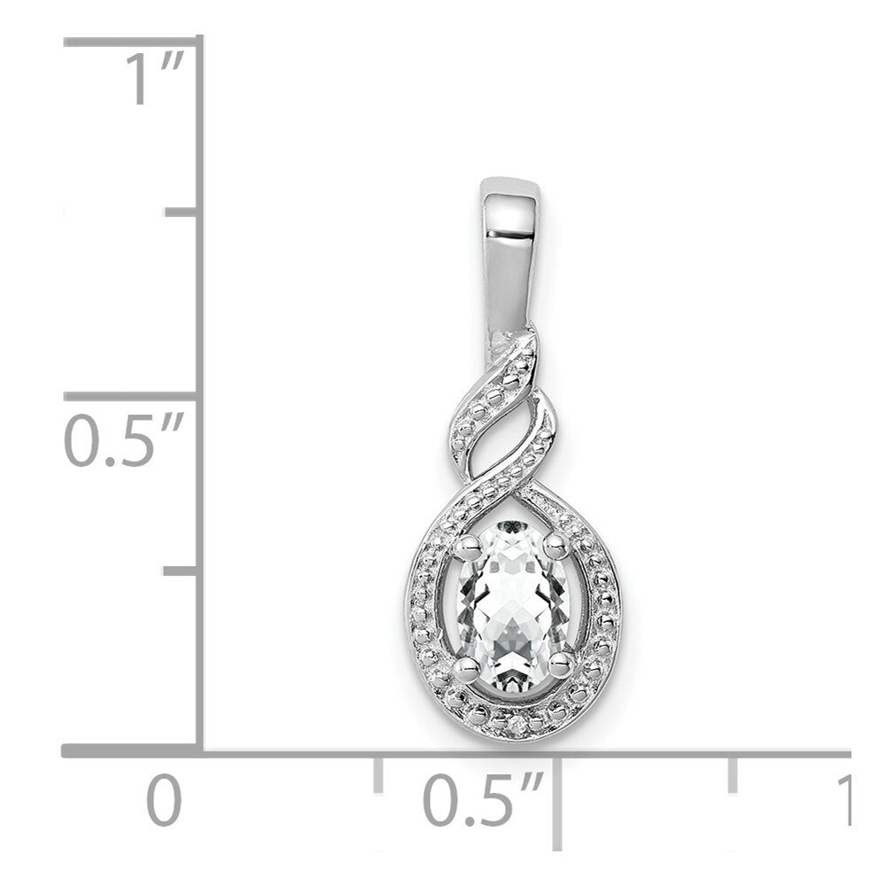 Sterling Silver White Topaz and Diamond Pendant