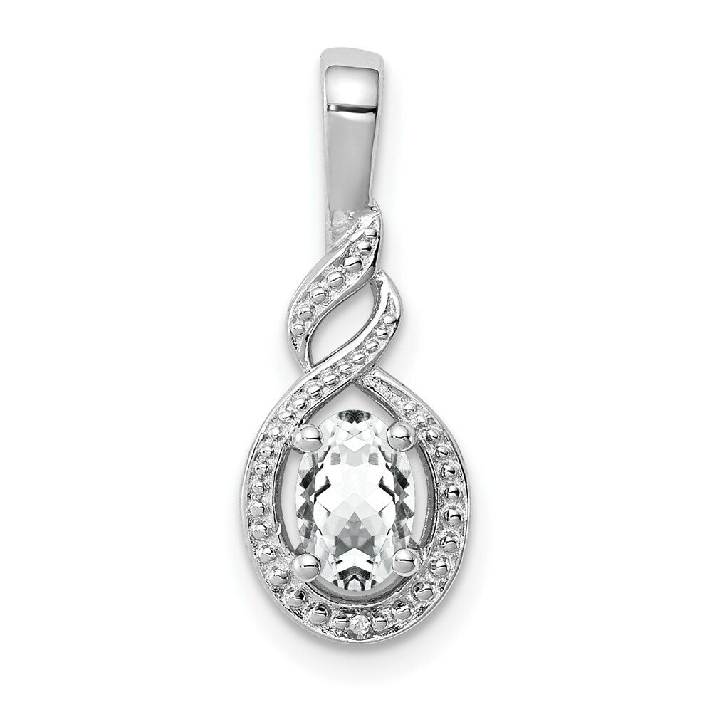 Sterling Silver White Topaz and Diamond Pendant
