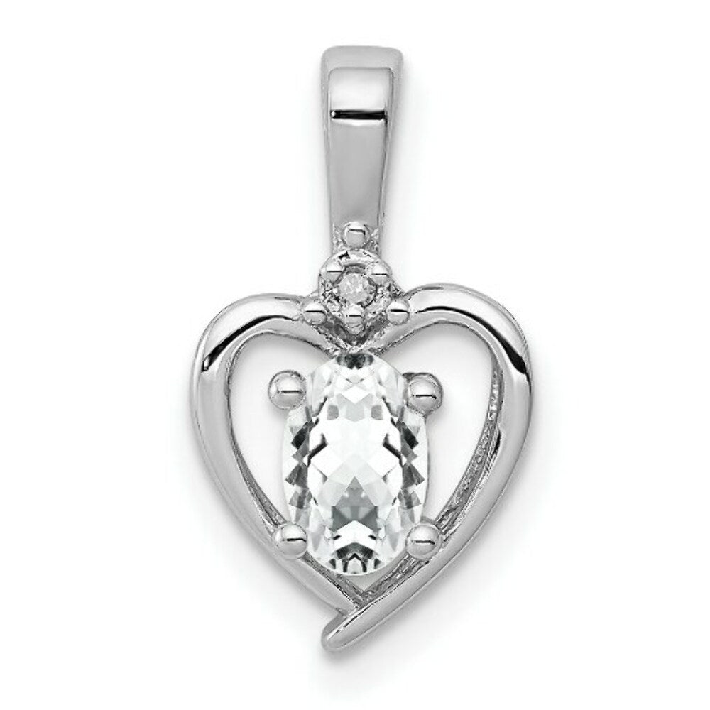 Sterling Silver White Topaz and Diamond Pendant