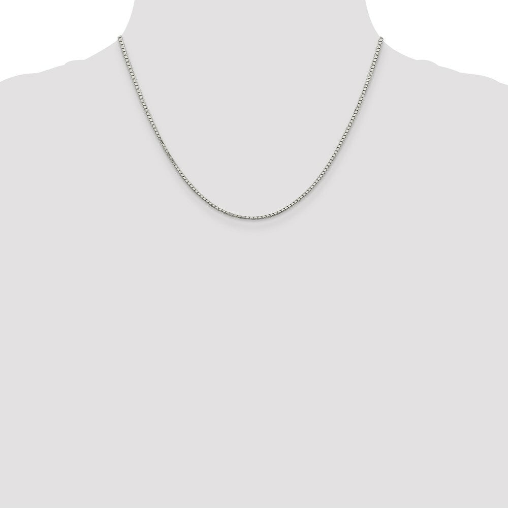 Sterling Silver Rhodium-plated 1.7mm 8 Sided Diamond-cut Mirror Box Chain