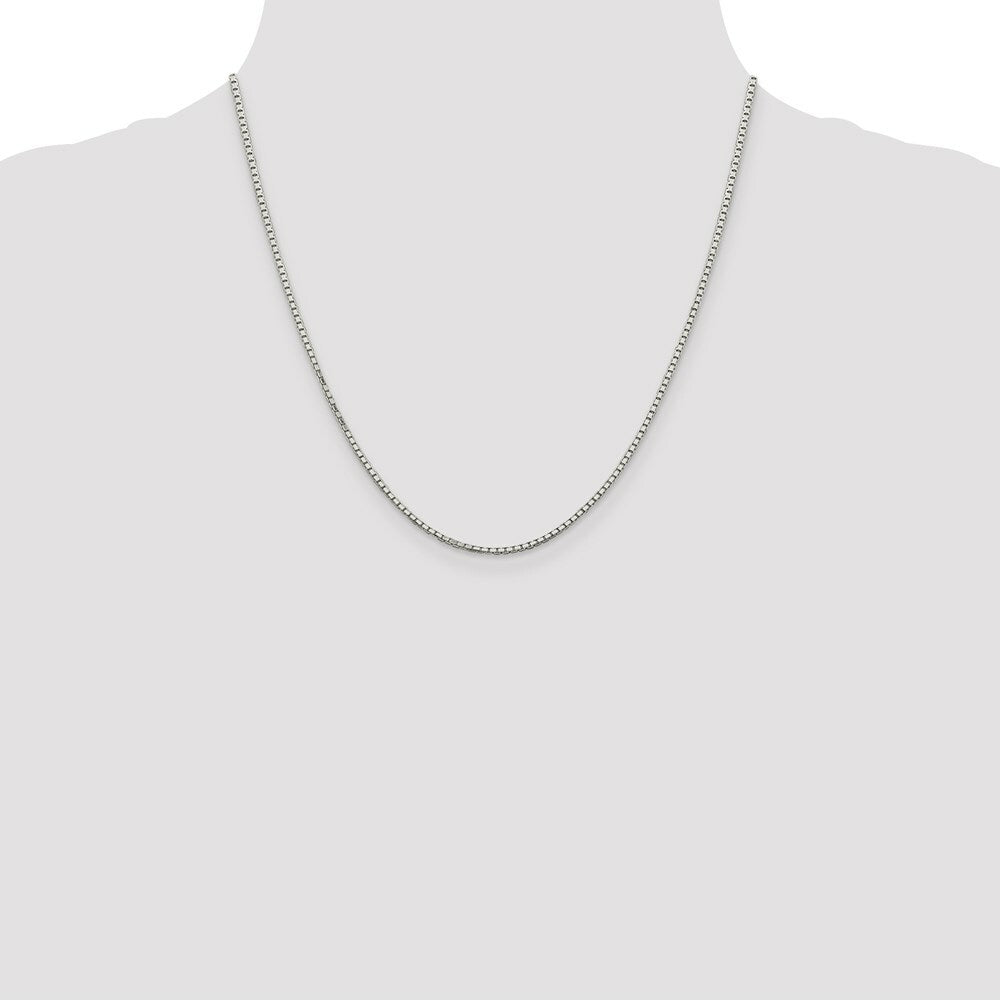 Sterling Silver Rhodium-plated 1.7mm 8 Sided Diamond-cut Mirror Box Chain