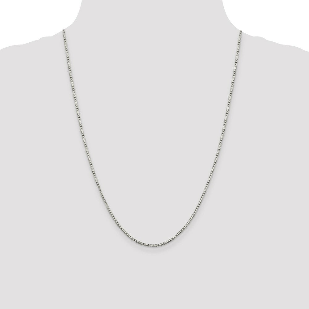 Sterling Silver Rhodium-plated 1.7mm 8 Sided Diamond-cut Mirror Box Chain