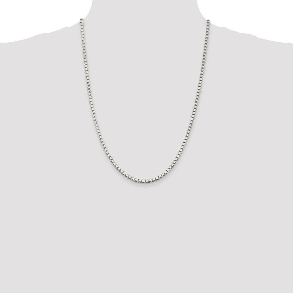Italian Sterling Silver 3mm Box Chain - 24" inches with Lobster Clasp