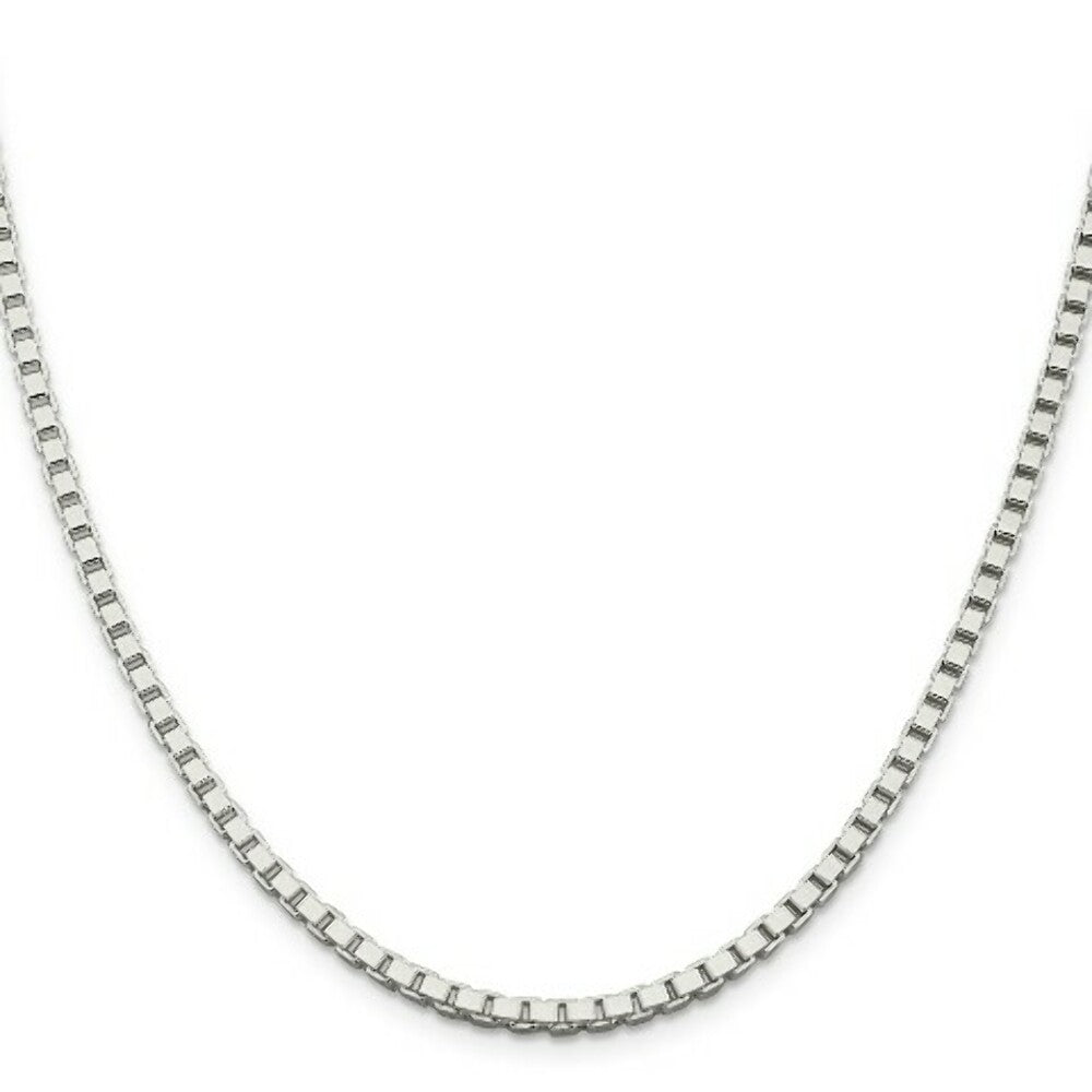 Italian Sterling Silver 3mm Box Chain - 24" inches with Lobster Clasp