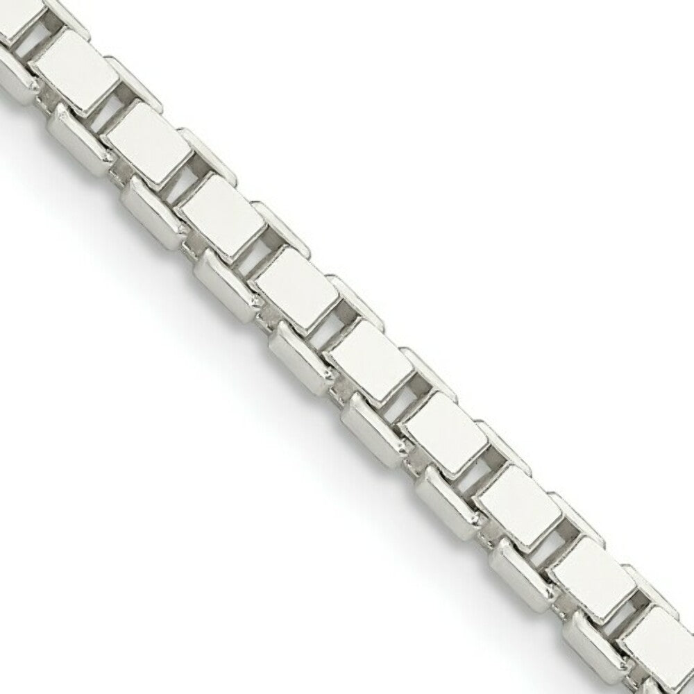 Italian Sterling Silver 3mm Box Chain - 24" inches with Lobster Clasp