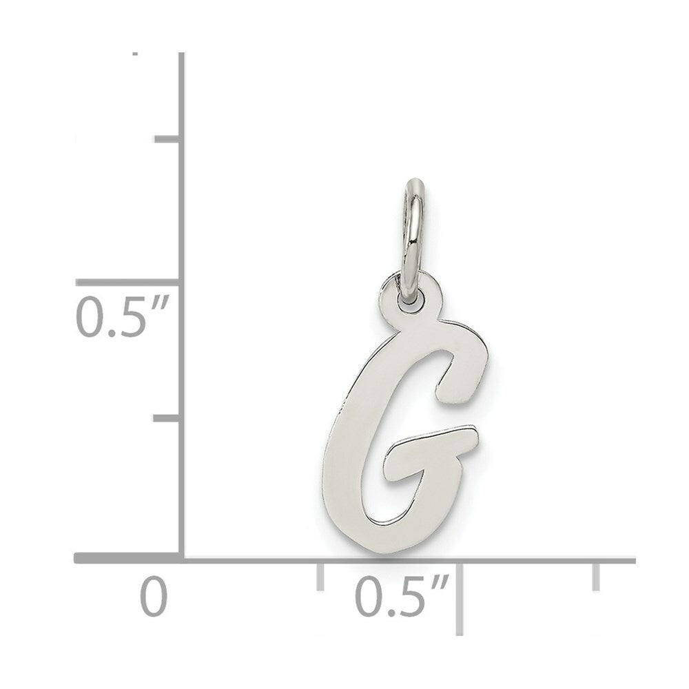 Sterling Silver Rhodium-plated Script Letter G Initial Letter Charm