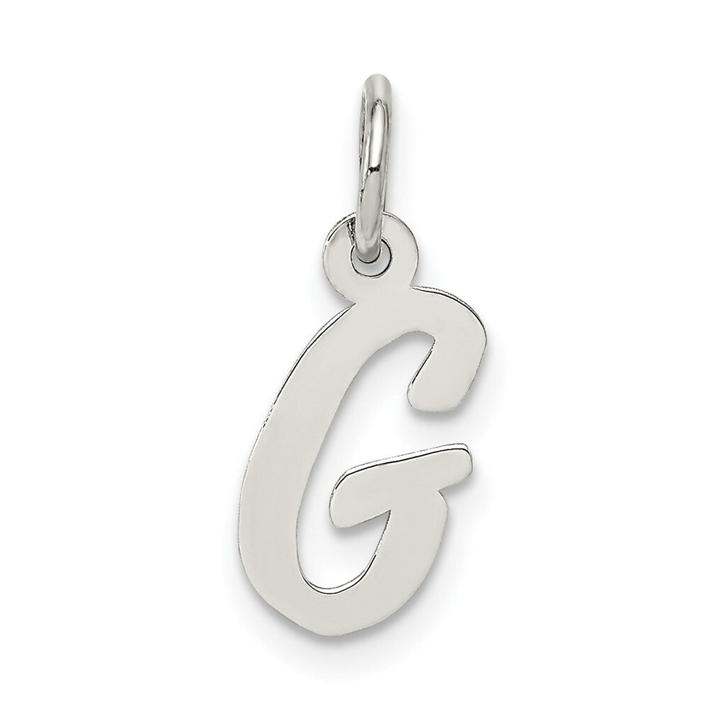 Sterling Silver Rhodium-plated Script Letter G Initial Letter Charm