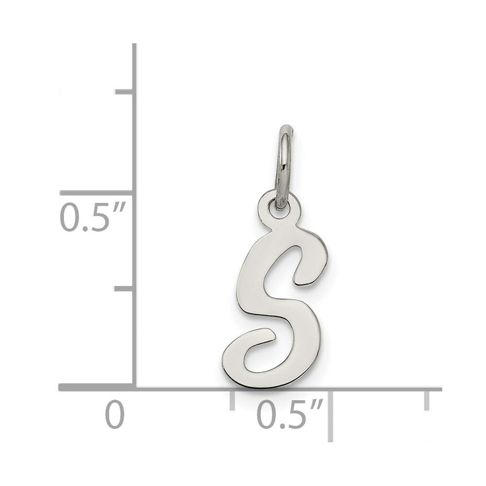 Sterling Silver Rhodium-plated Script Letter S Initial Letter Charm