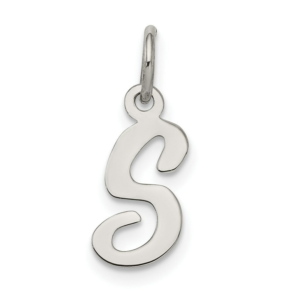 Sterling Silver Rhodium-plated Script Letter S Initial Letter Charm